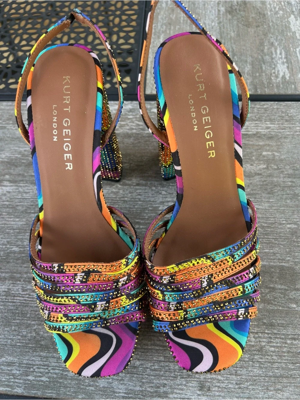 Kurt Geiger Brixton Multicolor Jeweled Platform Sandals – 🌈